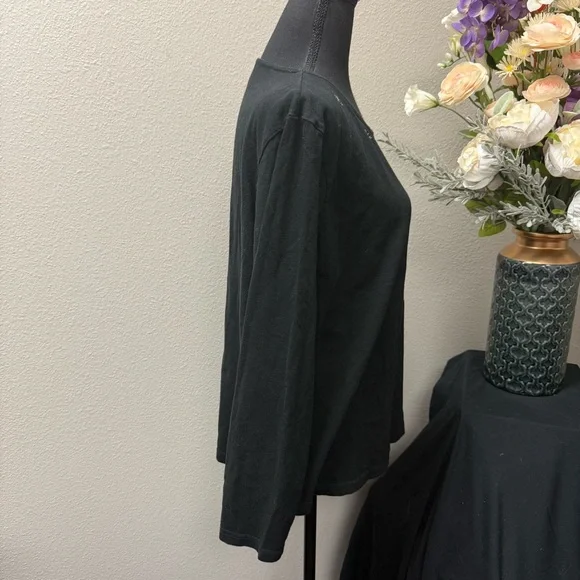 Lemon Grass Black Reindeer Embroidered Christmas Top Women’s Large Cotton - Picture 6 of 9